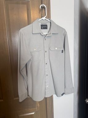 Light Gray Men's Button-Up Shirt Jacket